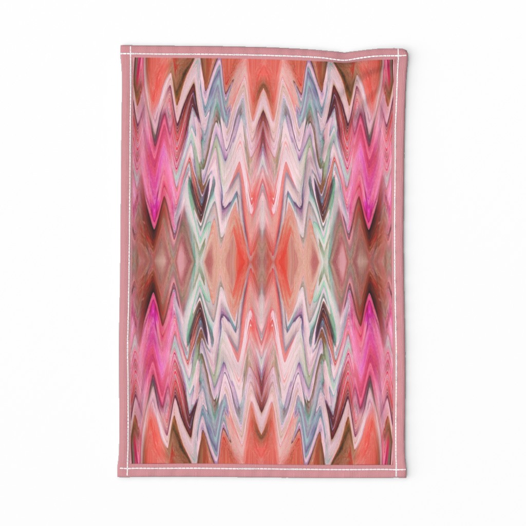 CHV3 - Chevron Tea Towel in Orange - Pink - Brown