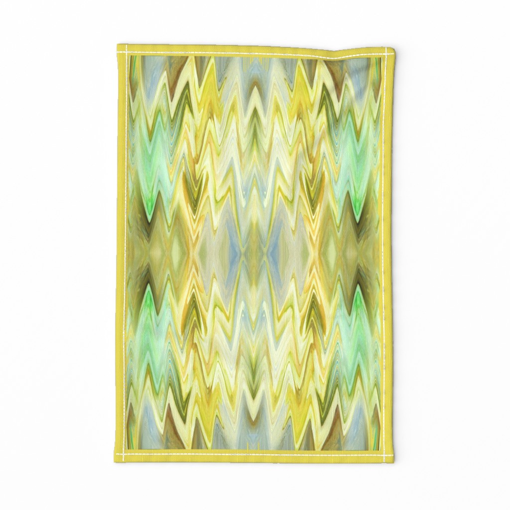 CHV4 - Chevron Tea Towel in Olive Green - Green - Yellow