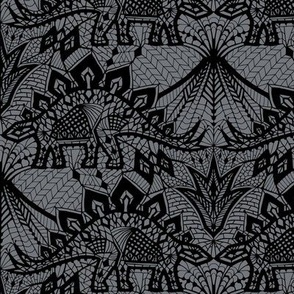 Stegosaurus Lace - Black / Grey