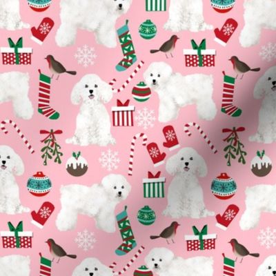 bichon frise dogs fabric cute dogs design for dog lovers cute dog fabric print bichon christmas