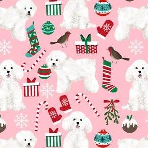 bichon frise dogs fabric cute dogs design for dog lovers cute dog fabric print bichon christmas