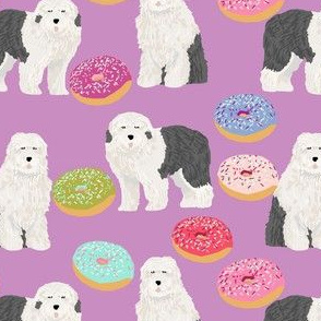 old english sheepdogs purple donuts cute food pastel dogs design cute dog fabrics best dogs sheepdog fabric