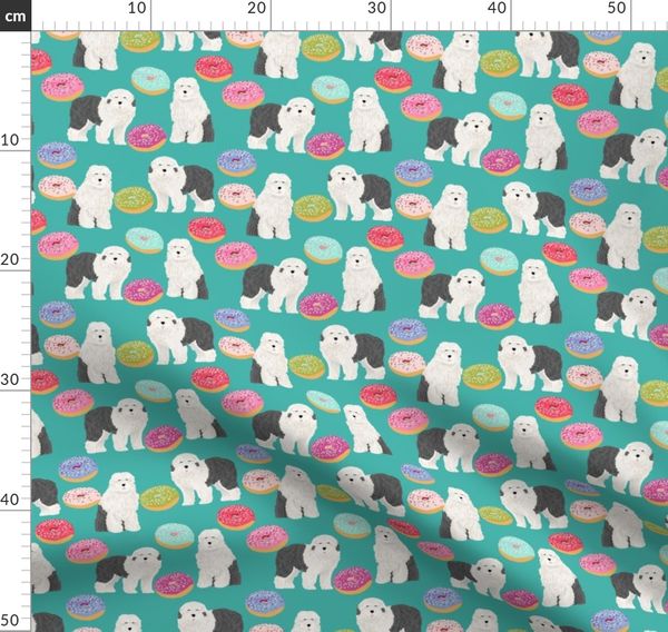 Old English Sheepdogs Donuts Fabric Cute Spoonflower