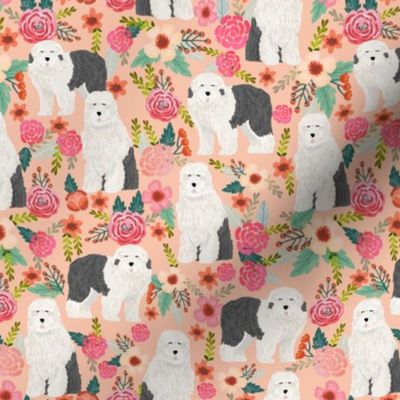 old english sheepdog florals cute floral dog prints best floral dog designs cute dogs for sewing projects quilters fabric