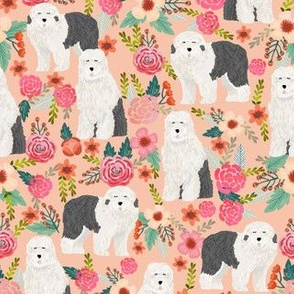 old english sheepdog florals cute floral dog prints best floral dog designs cute dogs for sewing projects quilters fabric