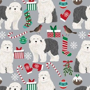 old english sheepdogs christmas fabric cute dogs design best xmas holiday dog fabric