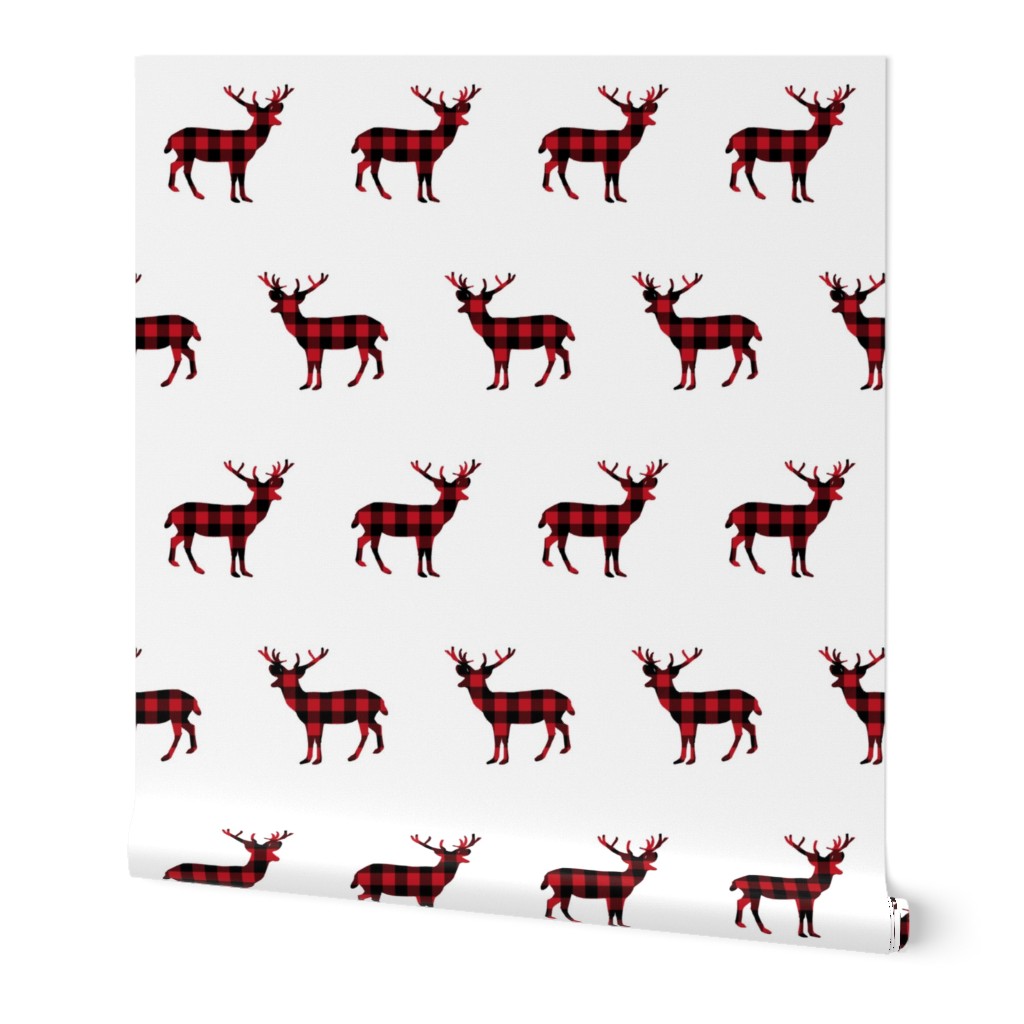 buffalo plaid deer trees deer deer silhouette christmas deer