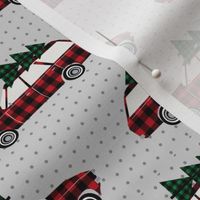 christmas wagon plaid christmas trees christmas fabric vintage retro christmas cars christmas trees on cars