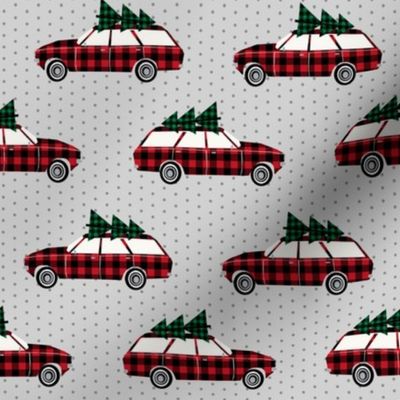 christmas wagon plaid christmas trees christmas fabric vintage retro christmas cars christmas trees on cars