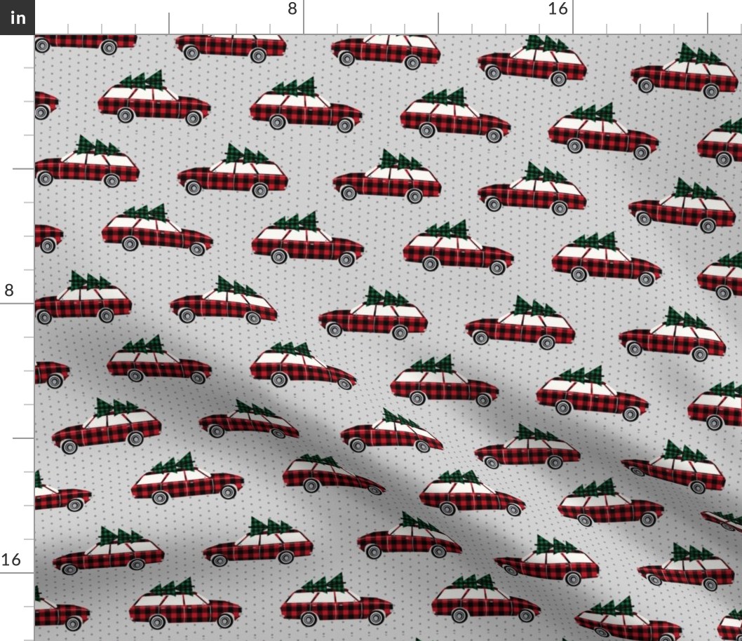 christmas wagon plaid christmas trees christmas fabric vintage retro christmas cars christmas trees on cars