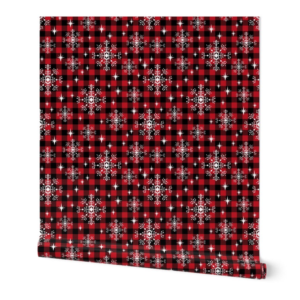 buffalo plaid snowflakes winter christmas fabric snowflakes christmas plaid christmas fabric