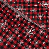 buffalo plaid snowflakes winter christmas fabric snowflakes christmas plaid christmas fabric