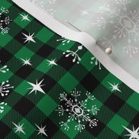 buffalo plaid snowflakes cabin winter outdoors green plaid winter outdoors fabric