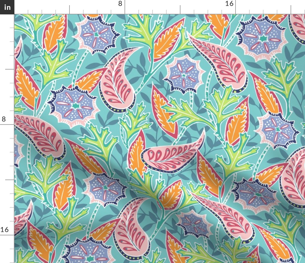 Oak Paisley - Turquoise