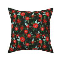 christmas floral florals poinsettias christmas posy red and green christmas fabric fir tree