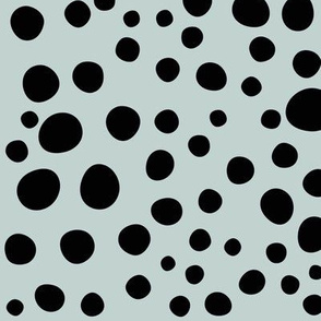 Leopard spots - black on seafoam blue, large dots on pale blue || by sunny afternoon