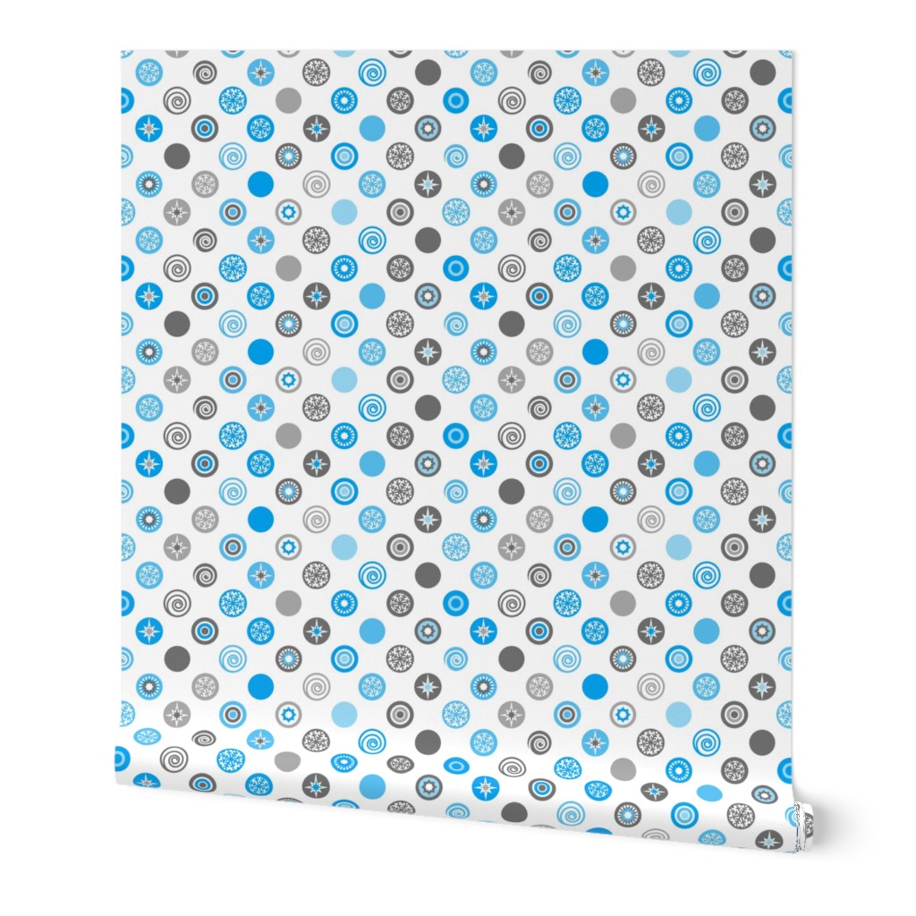 Winter Polka Dot Blue Gray White