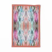 CHV8 - Chevron Tea Towel in Orange - Pink - Teal