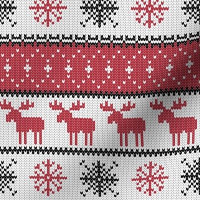 fair isle moose (red) || winter knits