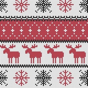 fair isle moose (red) || winter knits