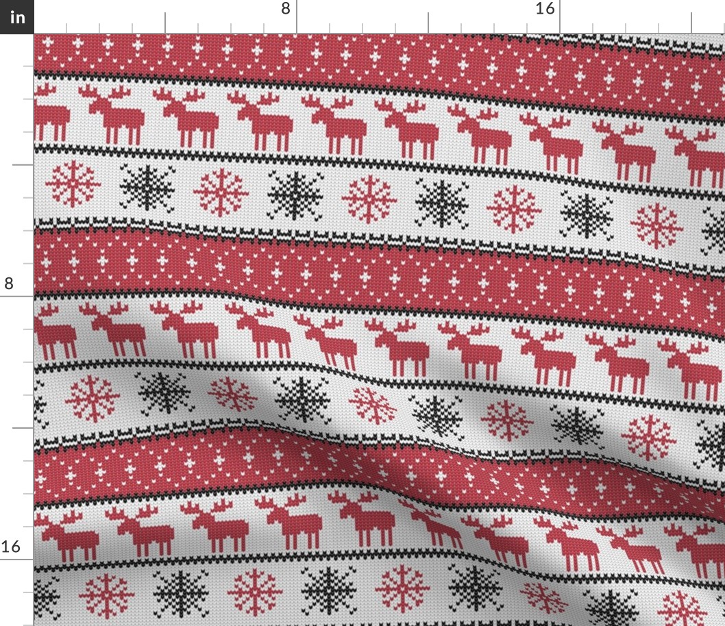 fair isle moose (red) || winter knits