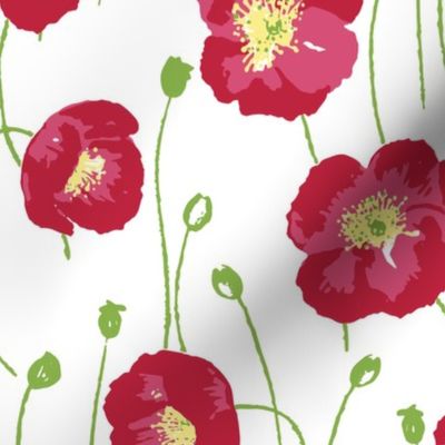 Poppies - red with yellow centers