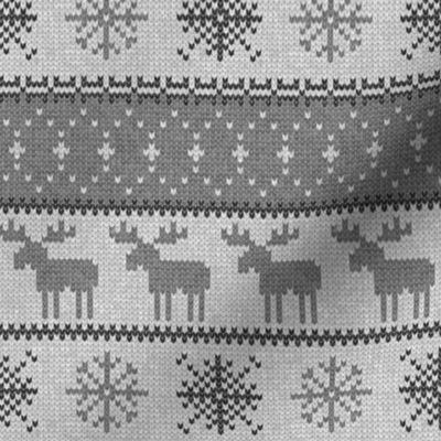 fair isle moose (grey on grey) || winter knits