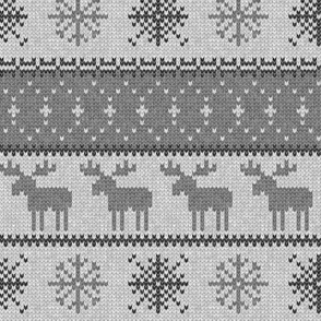 fair isle moose (grey on grey) || winter knits
