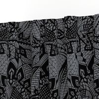 Stegosaurus Lace - Black / Grey - LARGE