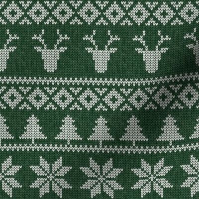 fair isle deer (green) || snowflake || winter knits