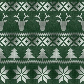 fair isle deer (green) || snowflake || winter knits