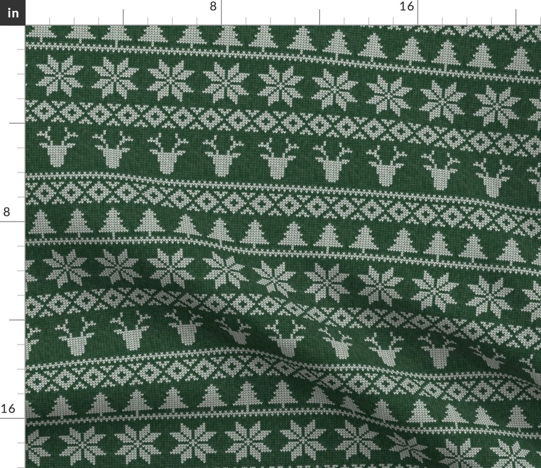 fair isle deer (green) || snowflake || winter knits