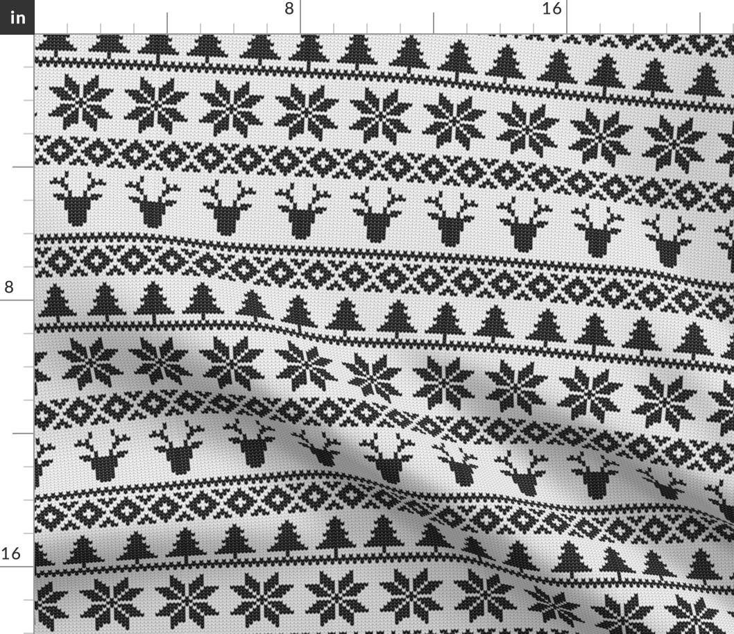 fair isle deer (black) || winter knits