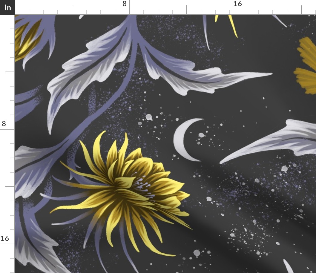 Queen of the Night - Grey / Yellow - Large Scale - Andrea Muller