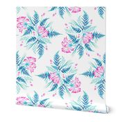 Parrot Tulips & Ferns - White / Blue / Pink - LARGE