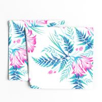 Parrot Tulips & Ferns - White / Blue / Pink - LARGE