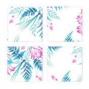 Parrot Tulips & Ferns - White / Blue / Pink - LARGE