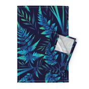 Watercolor Fern Leaves - Blue - LARGE