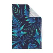 Watercolor Fern Leaves - Blue - LARGE