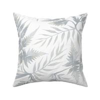 Watercolor Fern Leaves - White / Grey - LARGE