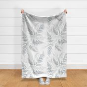 Watercolor Fern Leaves - White / Grey - LARGE