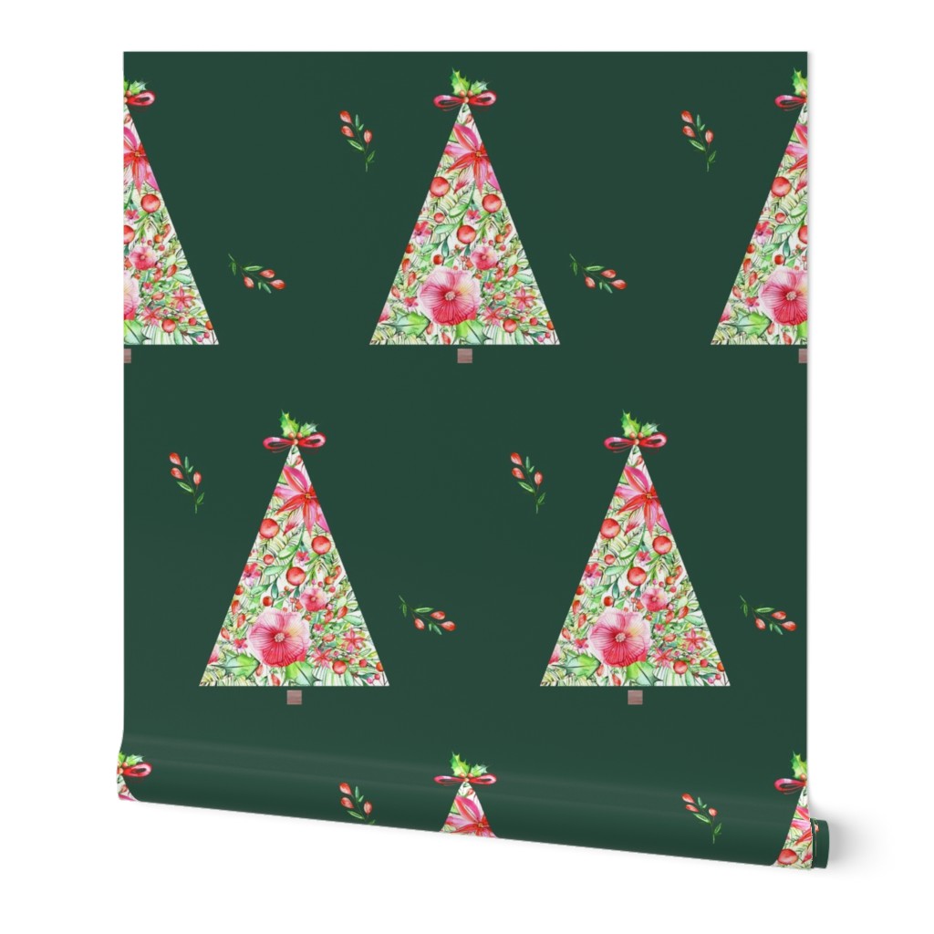 Floral Christmas Tree - Green