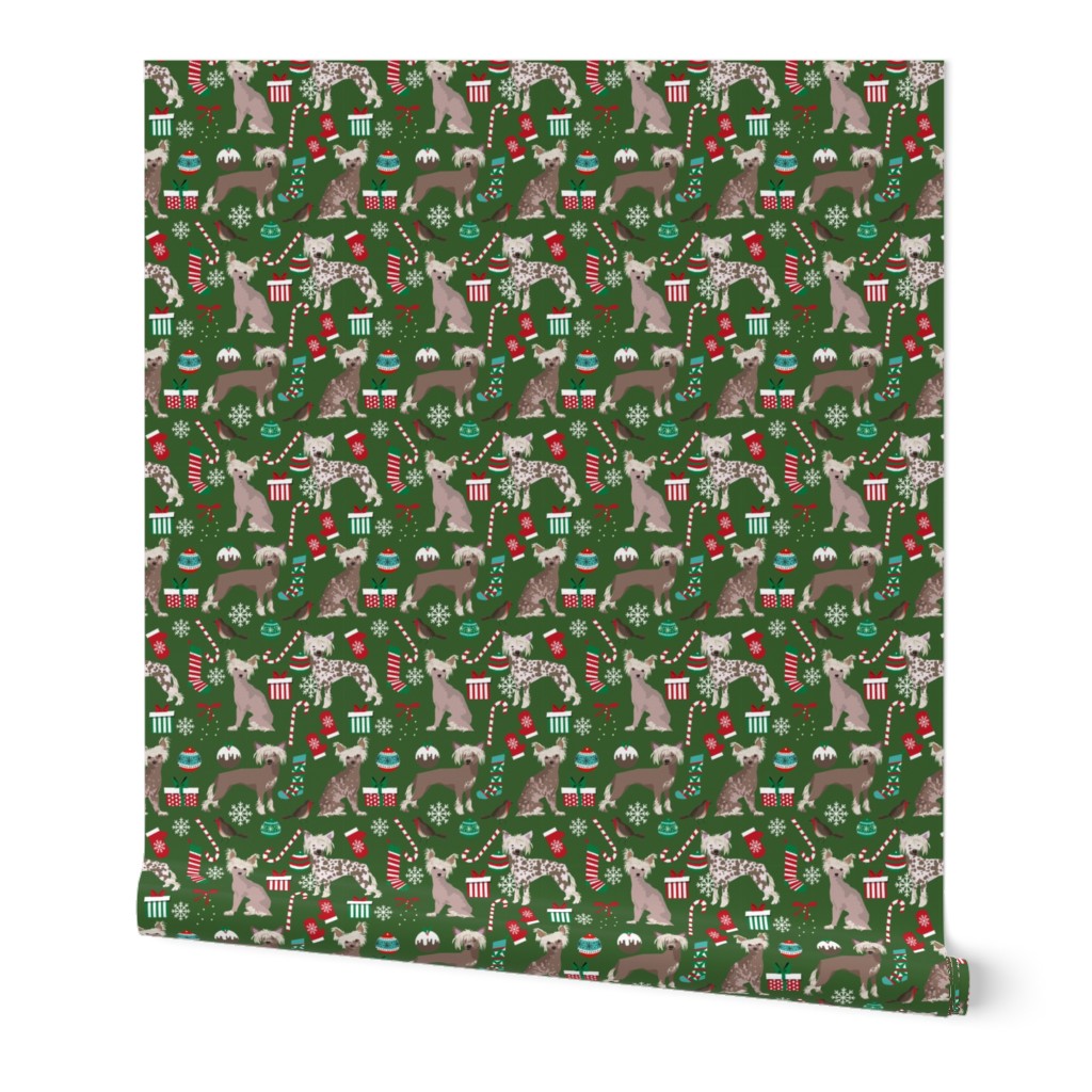 chinese crested dogs christmas fabric cute dogs design best xmas holiday dog fabric
