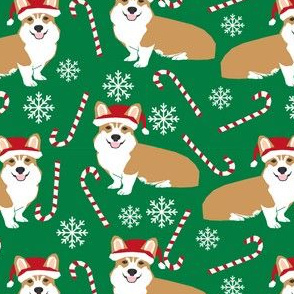 santa corgis cute christmas fabrics snowflakes and candy canes cute christmas fabrics dog christmas 