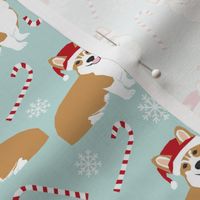 santa corgis cute christmas fabrics cute dogs fabric candy cane