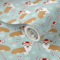 santa corgis cute christmas fabrics cute dogs fabric candy cane