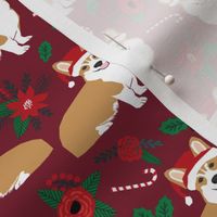 corgis poinsettia dogs fabric cute christmas florals fabric cute dogs christmas fabric