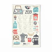 Good Morning! 2019 calendar tea towel