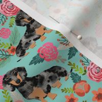 doxie dog dachshund dachshunds fabric cute flowers mint fabric dapple dachshunds fabric cute dapple doxie design