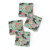 doxie dog dachshund dachshunds fabric cute flowers mint fabric dapple dachshunds fabric cute dapple doxie design